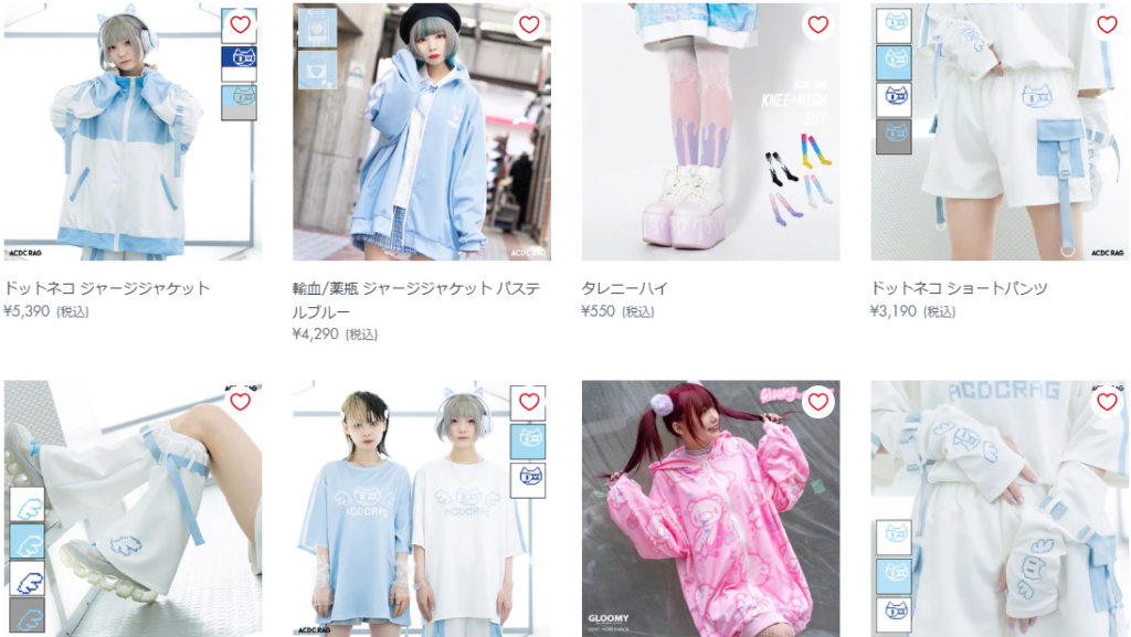 原宿系の洋服を扱う通販サイトの画像